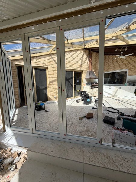 Aluminium bi-fold doors installed in a Perth patio renovation